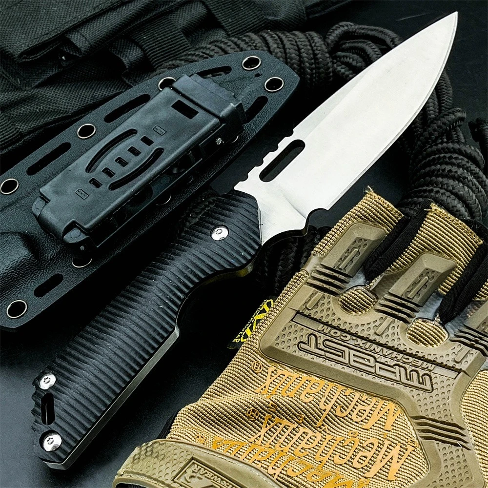 

Multi-Function Outdoor Fixed Blade Knife 8Cr13MoV Steel Blade G10 Handle Wilderness Hunting Hiking Camping Tool with Sheath