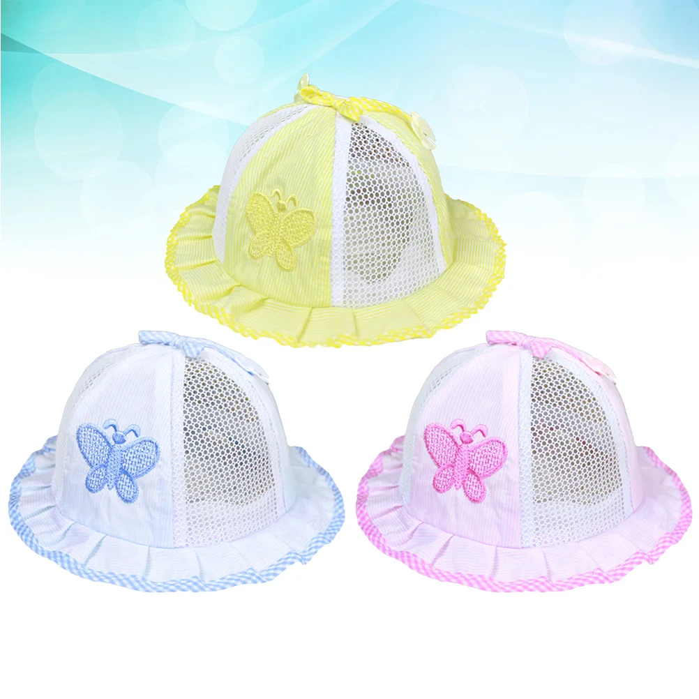 3 PCS Caps Kids Sun Hat UV Protection Fisherman Summer Anti-UV Bucket Baby Child