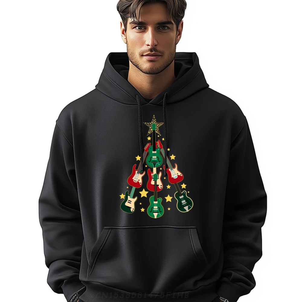 

Merry Guitar Christmas Tree Guitar Lover Is Graphic Sweatshirts Men Durable And Wear-Resistant Short Sleeve Tee Casual