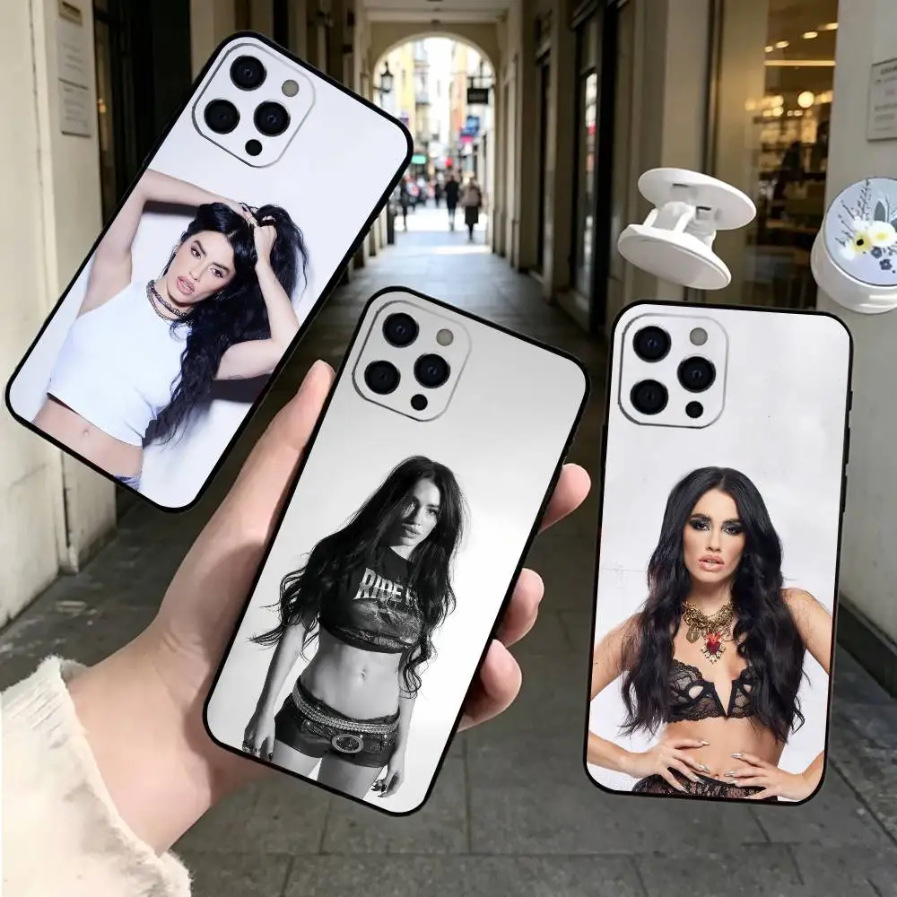 Funda de Silicona Suave Negra con Diseño de Lali Mariana Esposito para iPhone 17, 16, 15, 14, 13, 12, 11 Plus, Pro Max, XS