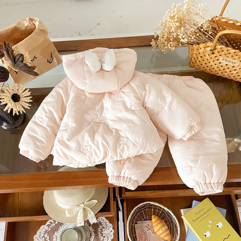 In-stock Children's Fleece-lined Thickened Children's Set2025Autumn and Winter Children's Set for Girls, Fleece-Lined and Thicke