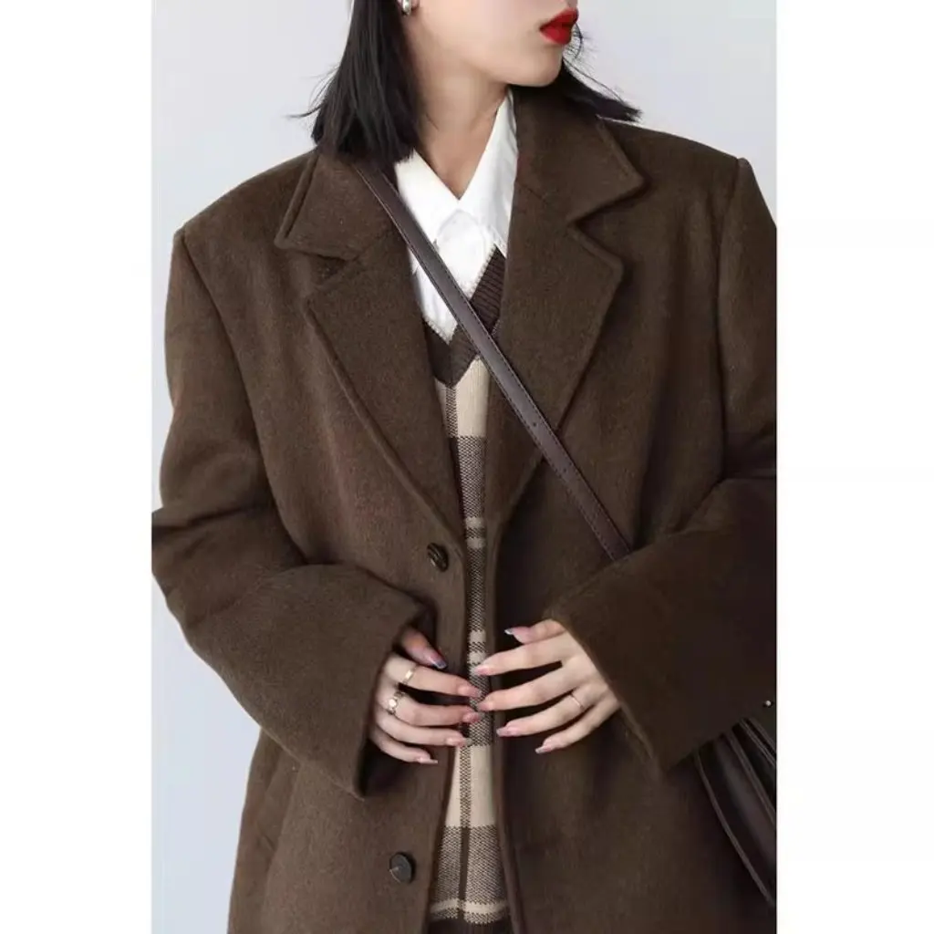 

Women's Autumn Winter Thickened Woolen Coat High Sensibility Small Practice Outerwear Fashionable Casual Style