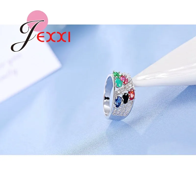 Wholesale Fashion Jewelry AAA Mixed Zircon Rings 925 Sterling Silver Crystal Engagement Wedding Fine Ring For Women