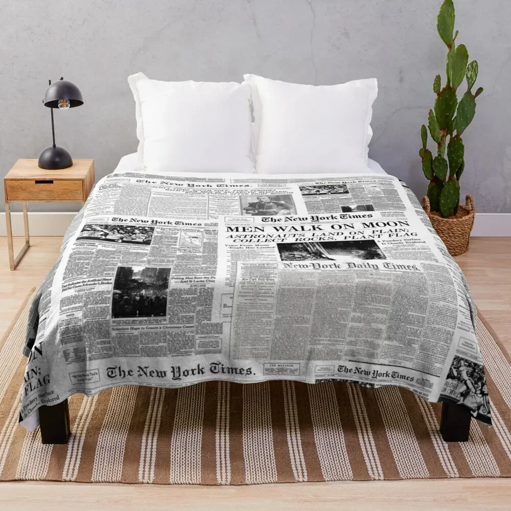 

Newspaper print [white] Throw Blanket Luxury St Moving Flannels Fashion Sofas Blankets