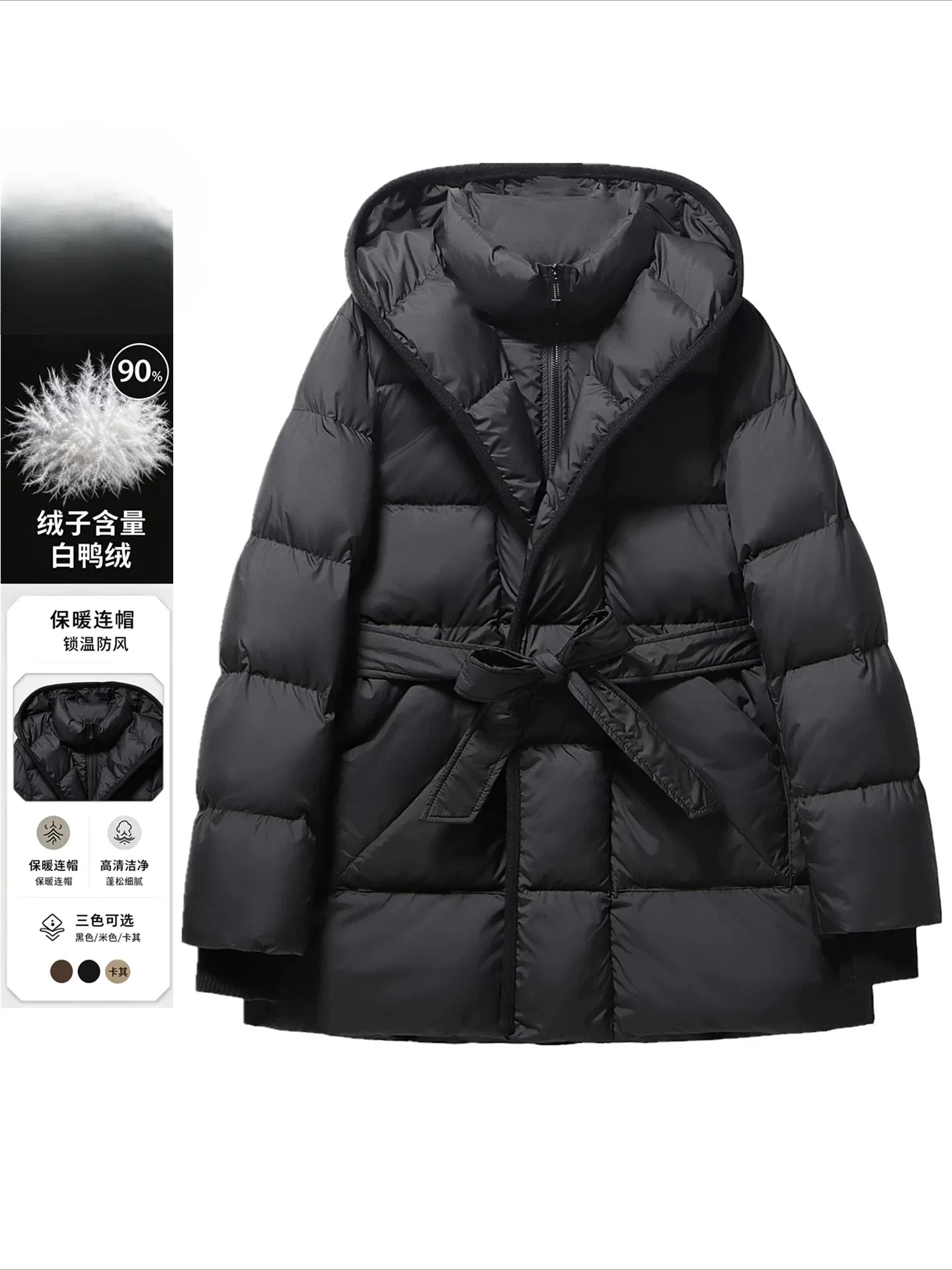 2026 European Winter Women's Down Jacket Windproof Hooded Commuter Fashion Warm Coat