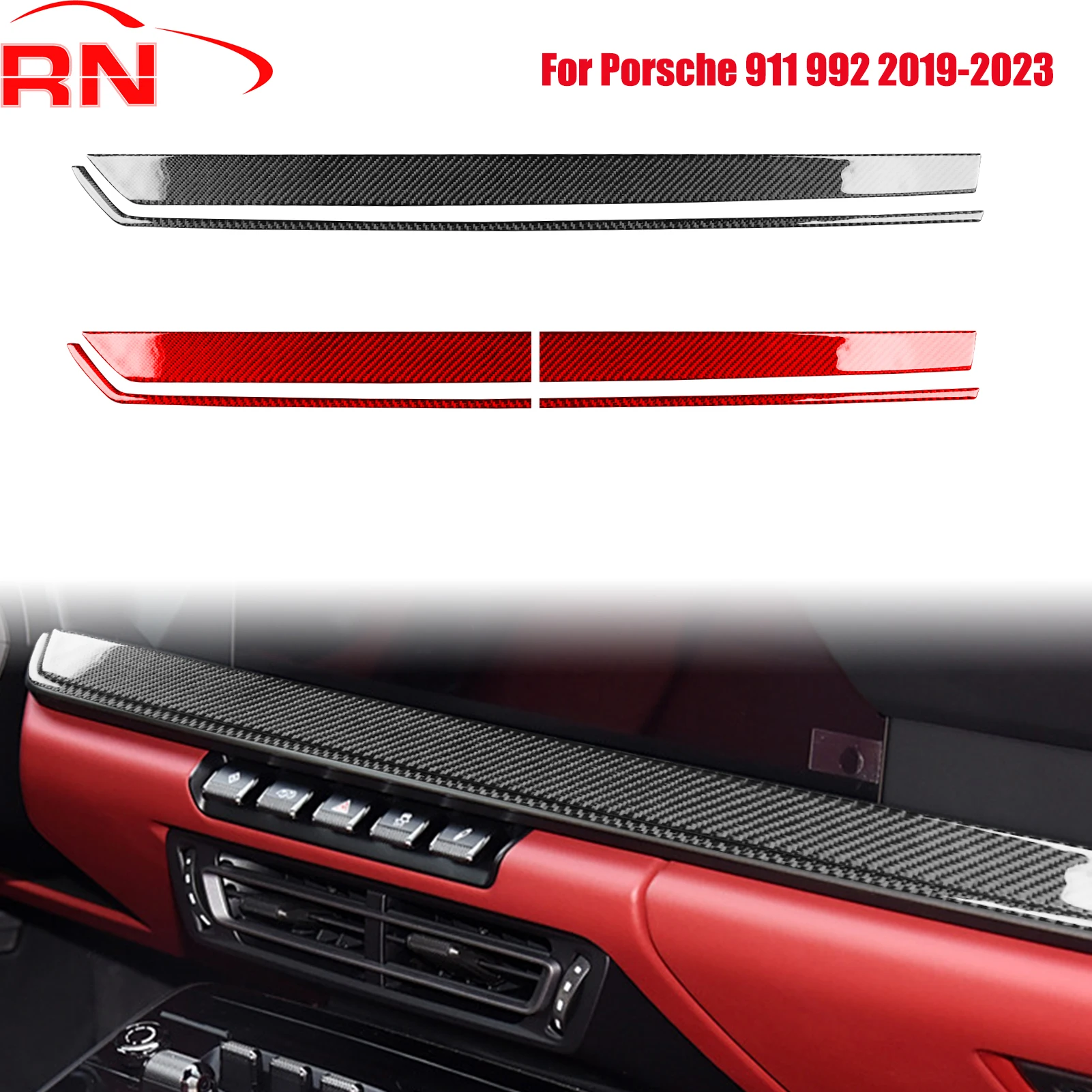 

Для Porsche 911 992 2019-2023 модифицированная отделка центрального управления автомобиля из углеродного волокна, аксессуары для интерьера, черная декоративная наклейка для фортепиано