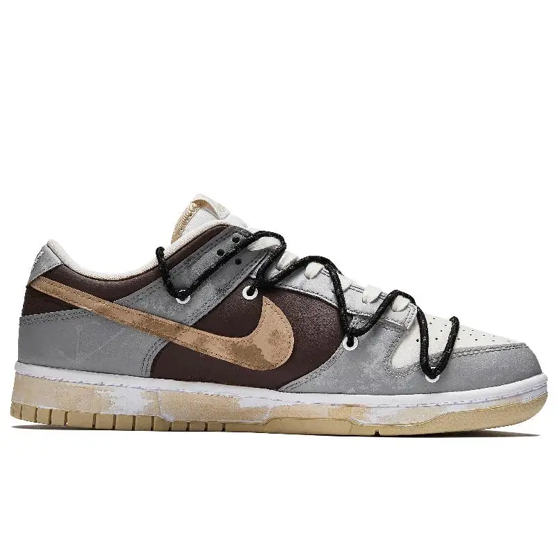 [Custom Lava -BOX]Nike Dunk Da Vinci Custom, Box, Sepatu Skateboard Low Top Tahan Abrasi Lava Pria Hitam, Warna