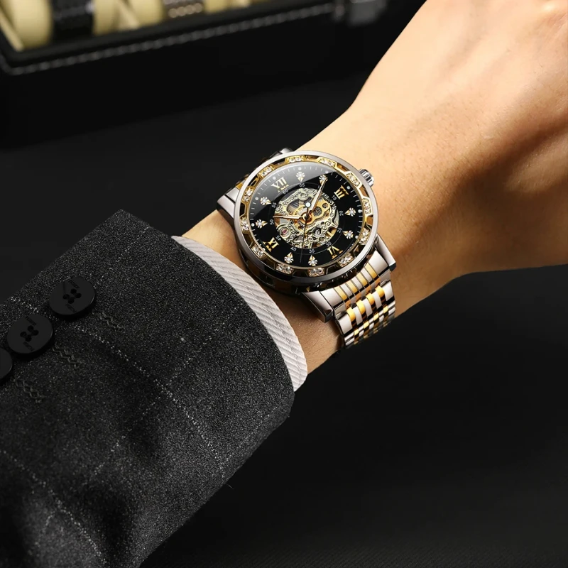 FORSINING 8290 Diamond Automatic Movement Luxury Watches for Man Waterproof Stainless Steel Mechanical Watch Relogio Masculino