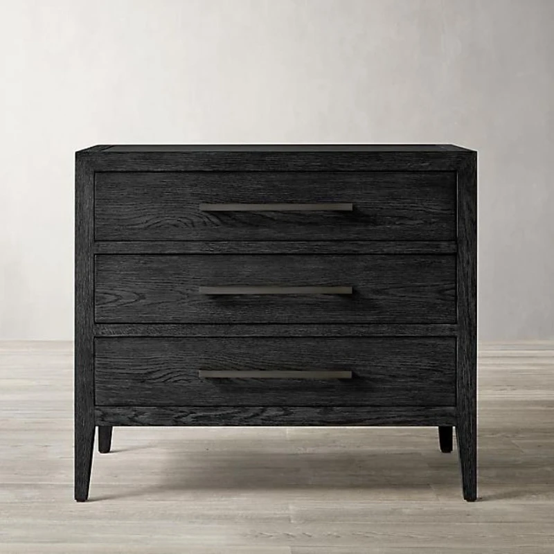 

Nordic minimalist solid wood bedside table Italian light luxury edge few French country retro villa corner few