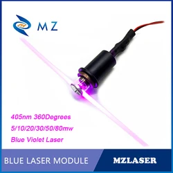 High Quality 405nm 5/10/20/30/50/80mW 360 Degrees Glass Lens Blue Violet Line Industrial Grade Laser Module