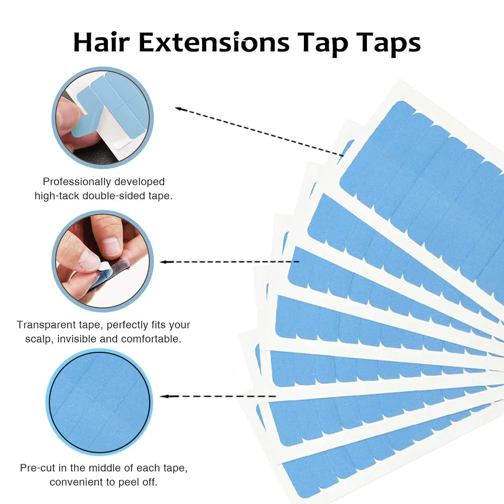 Hair Extension Tape Tabs Double Sided Adhesive Extension Replacement Tape Strong Hold Wig Tape for Lace Wigs Hairpiece Frontal