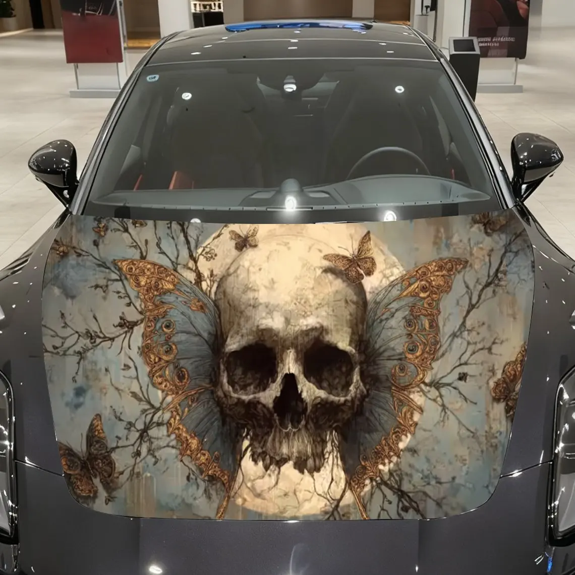 

Death Butterfly Car hood packaging sticker, PVC material, self-adhesive waterproof, anti-slip paint, car exterior decoration acc