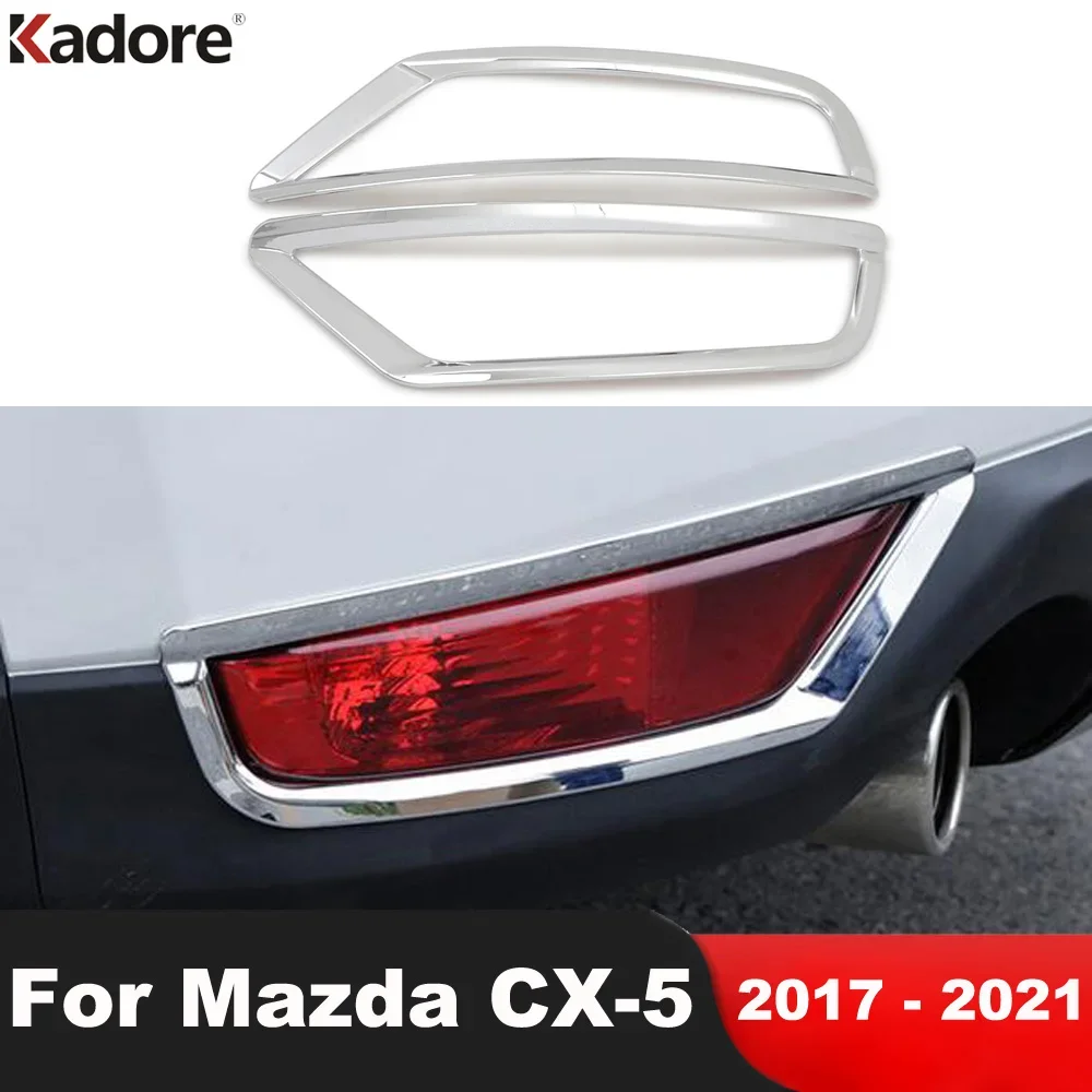 

For Mazda CX5 CX-5 KF 2017-2019 2020 2021 Chrome Car Rear Bumper Fog Light Lamp Cover Trim Tail Foglight Bezel Trims Accessories