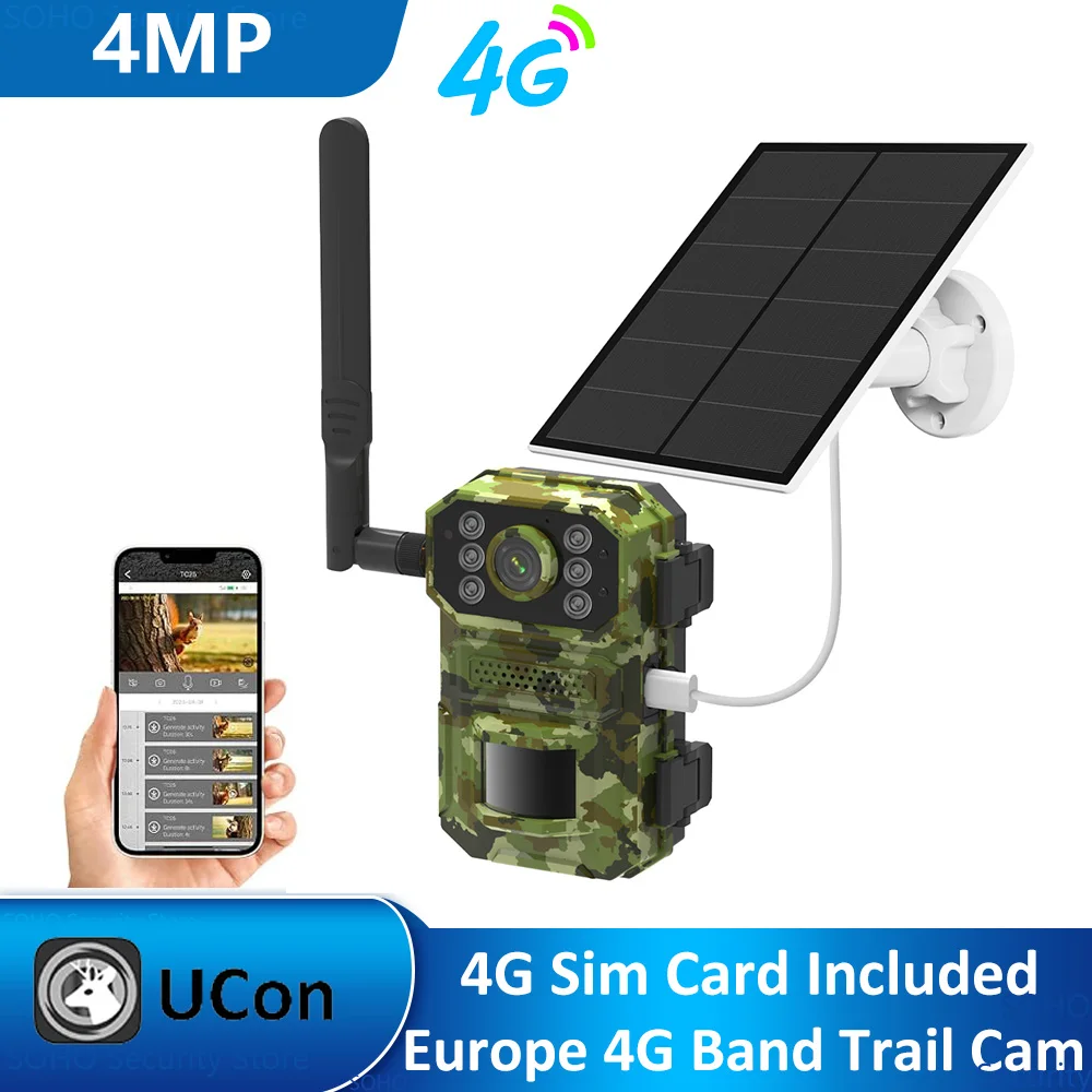 

Europe 4G LTE Cellular Wildlife Live Streaming Trail Battery Solar PIR Motion Alert Game Camera 940nm No Glow Night Vision IP66