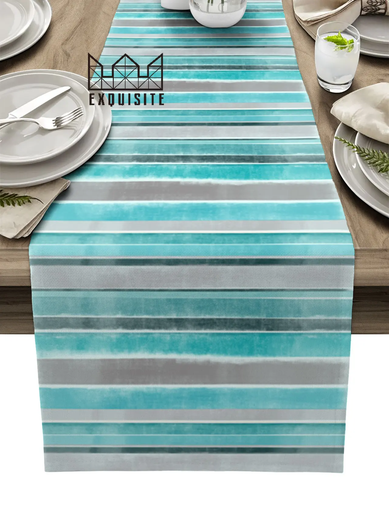 

Полосы в скандинавском стиле, бирюзовая декоративная дорожка для стола, домашний декор, украшение для обеденного стола, декор для стола