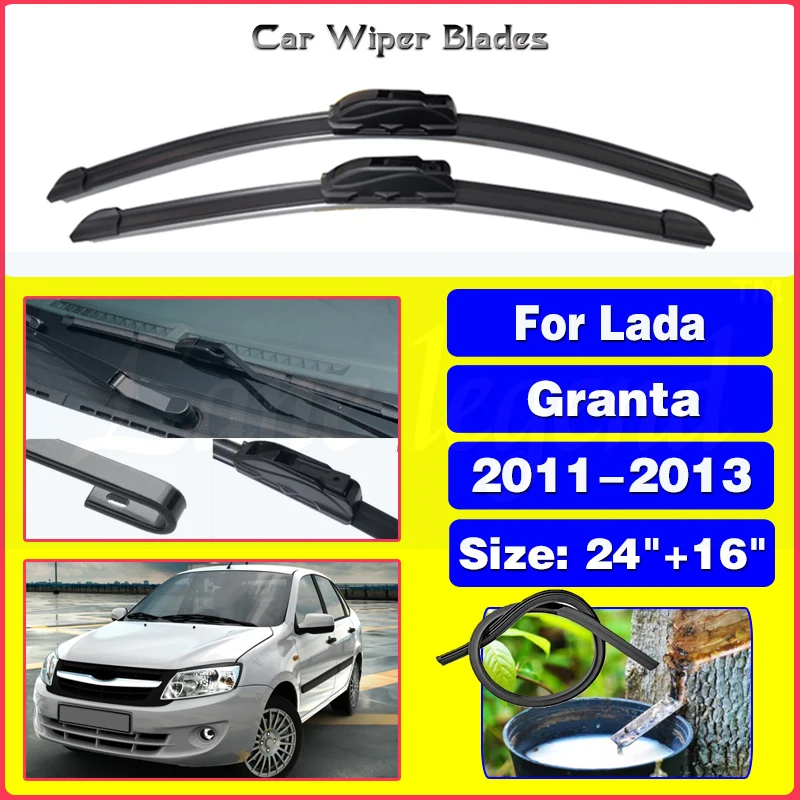 

Car Wiper Blade For Lada Granta 2011-2013 2012 Auto Windscreen Windshield Wipers Blades Window Wash Fit U Hook Arms 24"+16"