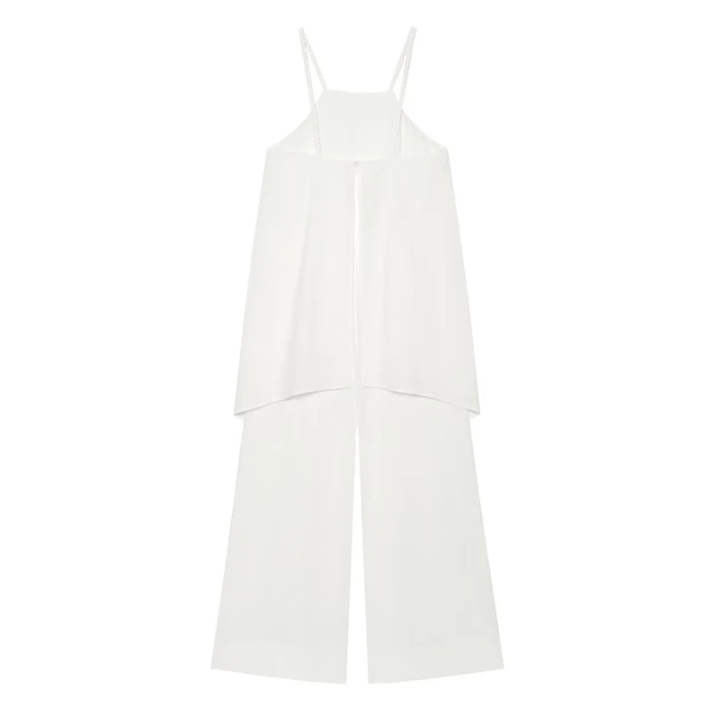 ZOCI Women's Jumpsuit 2026 Summer New White Strap Loose Top Wide-Leg Jumpsuit Elegant and Stylish Trendy