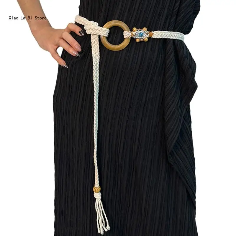 Color Optional Women Waist Belt Vintage Bohemian Adjustable Braided Waist Belt Knot Women Dress Shirt Waist Seal Belt