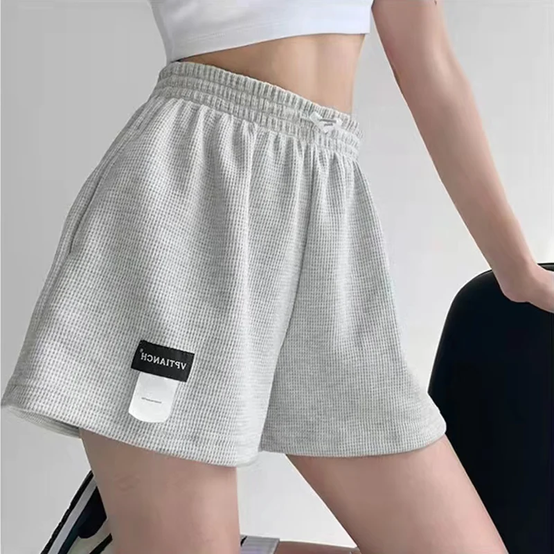 Women's Shorts 2023 Summer High Waisted Sports Shorts Loose Bottoms Female Casual Elastic Waist Hot Pants Solid Color Homewear