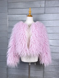 Female Fashion Pink Faux Fur Coat Short Jacket Lady Shaggy Outerwear Women's  Winter Coats Factory Direct Sales Promotion