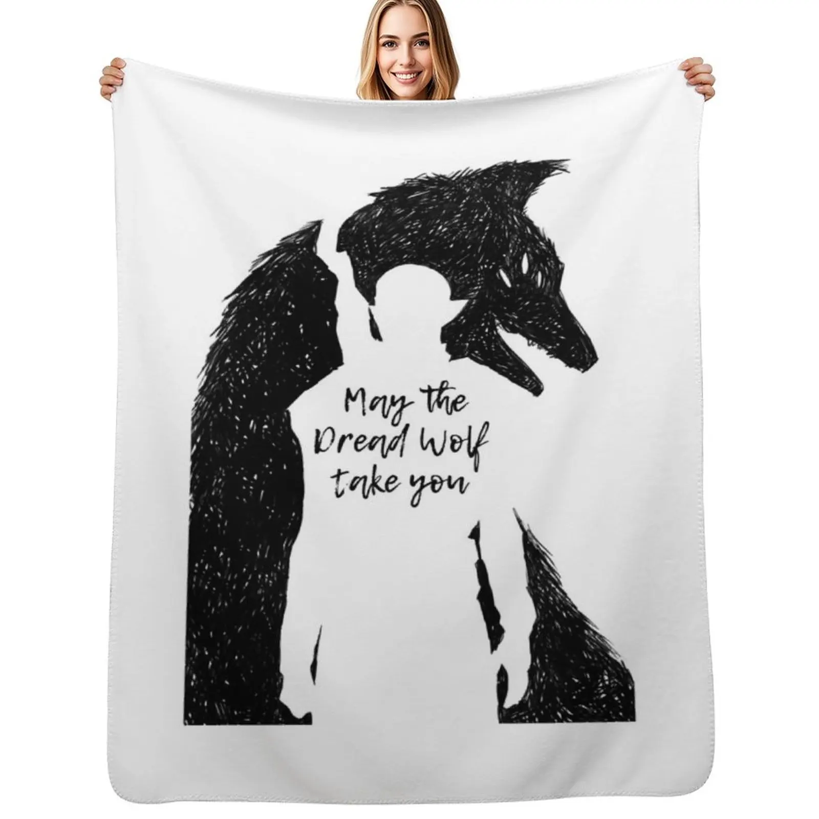 Dread Wolf II Throw Blanket Travel Size Cozy Blanket for Plane Train
