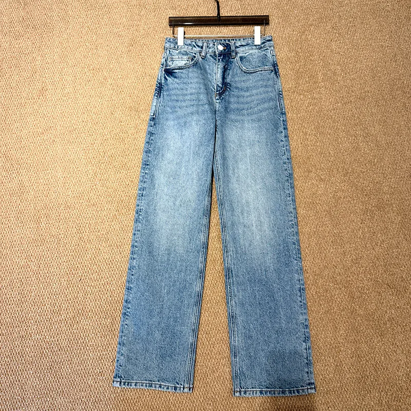【bossa Denim】New Arrival Autumn Snowflake Print High-Waist Loose-Fit Straight-Leg Jeans for Women — Flattering & Versatile