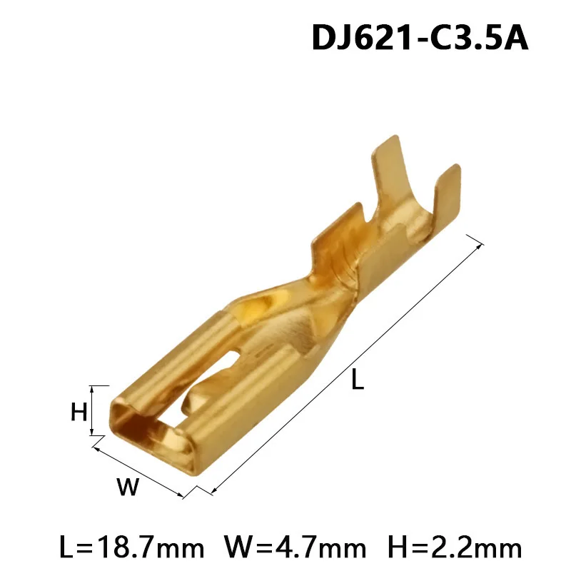 

50PCS DJ621-C3.5A automobile terminal wiring copper terminal pin insert spring pickling