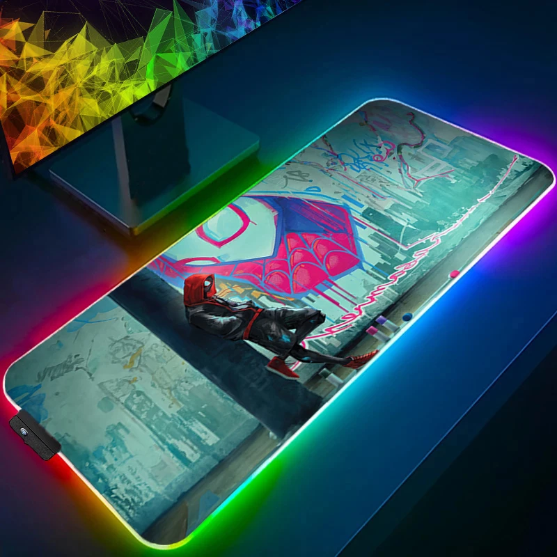 RGB الكمبيوتر Varmilo لوحة المفاتيح LED مكتب الكمبيوتر المحمول ماوس الوسادة الرجل العنكبوت الخلفية الألعاب الملحقات ألعاب السجاد مكتب حصيرة ماوس #4