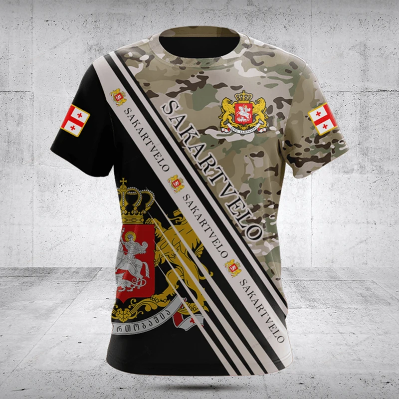 Custom Name Summer Casual Georgia Camouflage Graphic T-shirts Cool Men's Fashion Jersey Soft Fast Dry Short Sleeve Tops