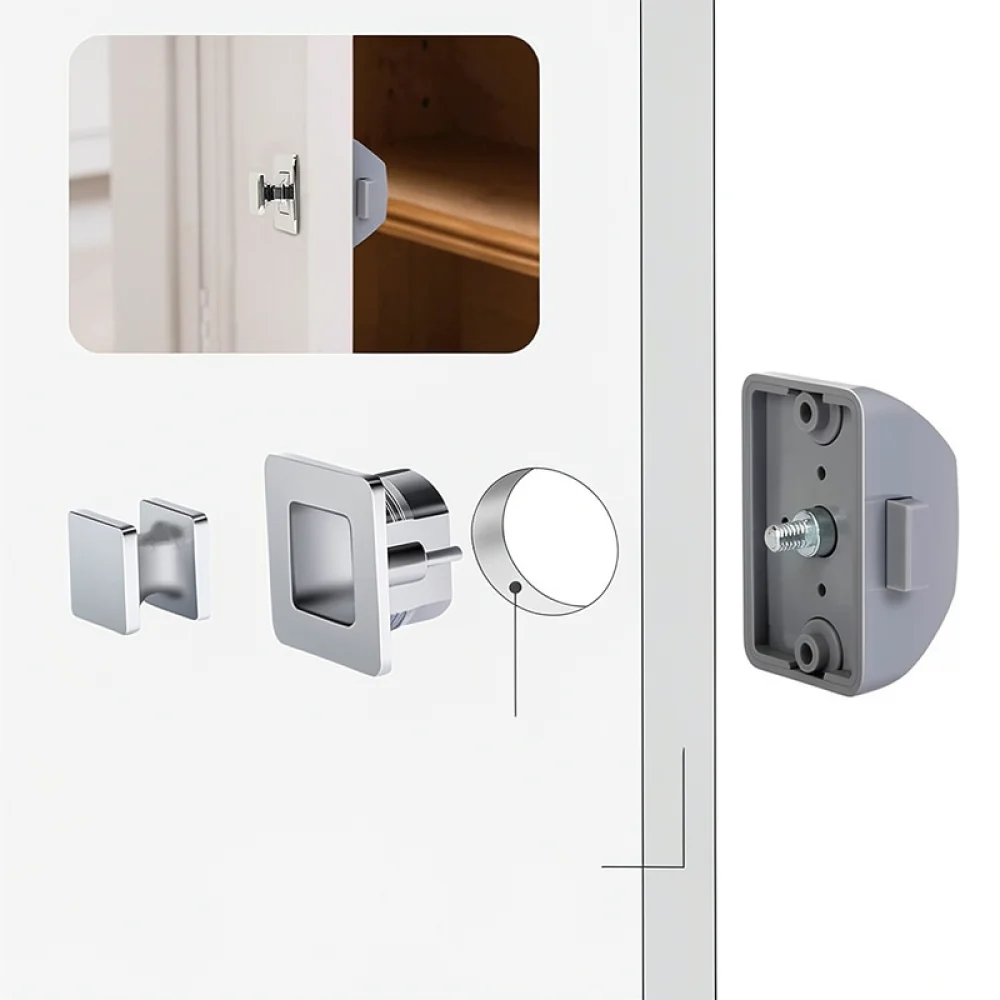 Modern RV Cabinet Push Lock For Camper Trailer Yacht Drawer Handle Zinc Alloy Secure Latch Hardware No Key Needed