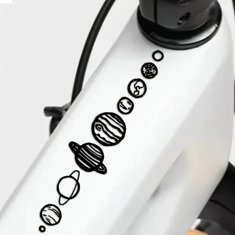 1PC Galaxy Space Theme Waterproof UV Resistant PVC Bike Stickers 5 Planets Mountain Bike Frame Fork Cycling Decor Accessories
