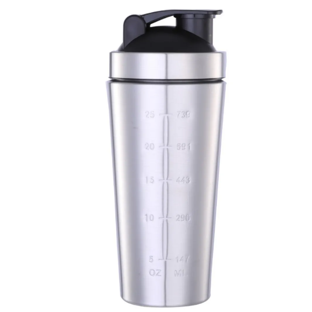 Stainless Steel Protein Powder Shaker Bottle with Ball Scale Leak Proof for Gym Fitness Sport Whey Shakes Water Cup - view 6