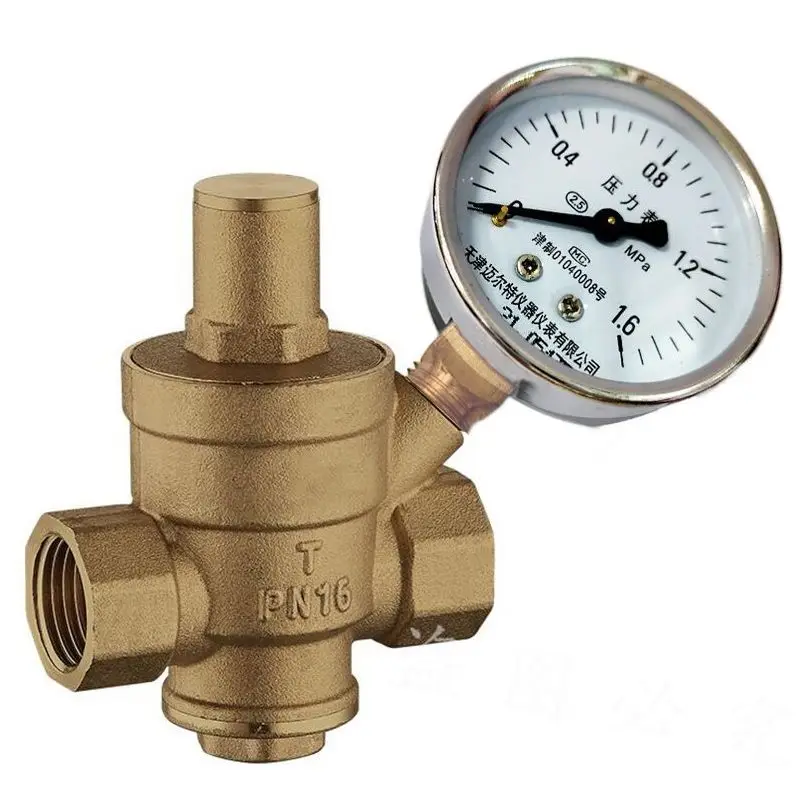 DN15 Adjustable Brass Water Pressure Reducing редуктор Regulator Valve Internal And Outer Thread PN 1.6 And Pressure Gauge