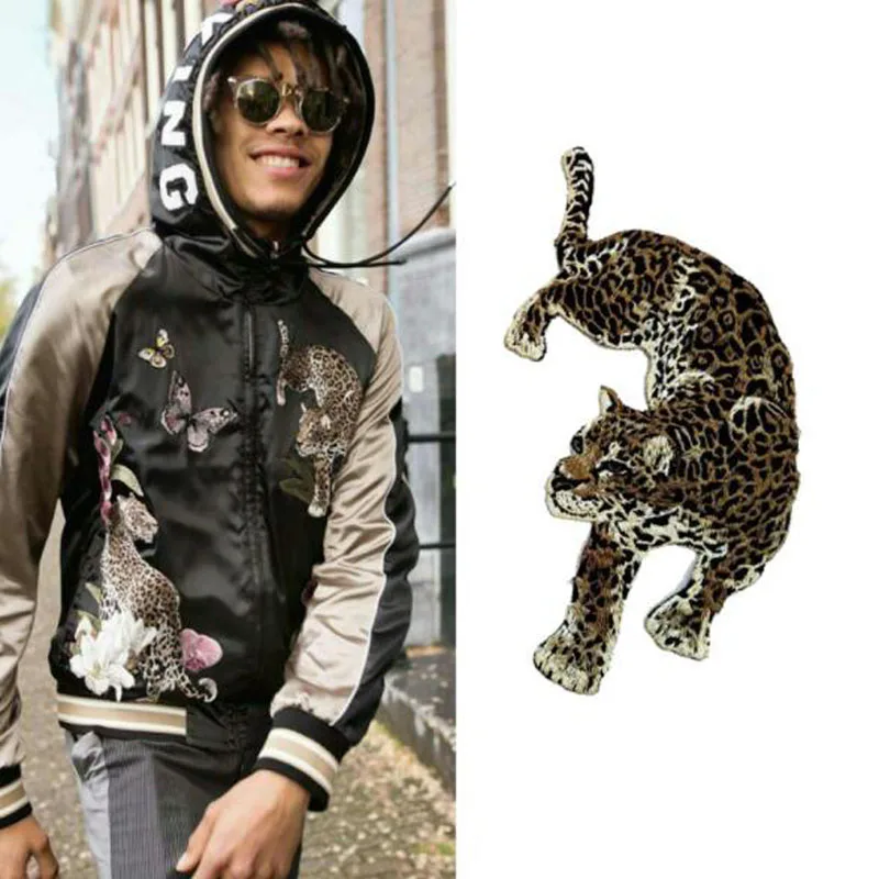 1 Pair Of Leopard Print Fabric Patches Embroidered For Sewing Clothes Shirts Clothing Accessories Patches