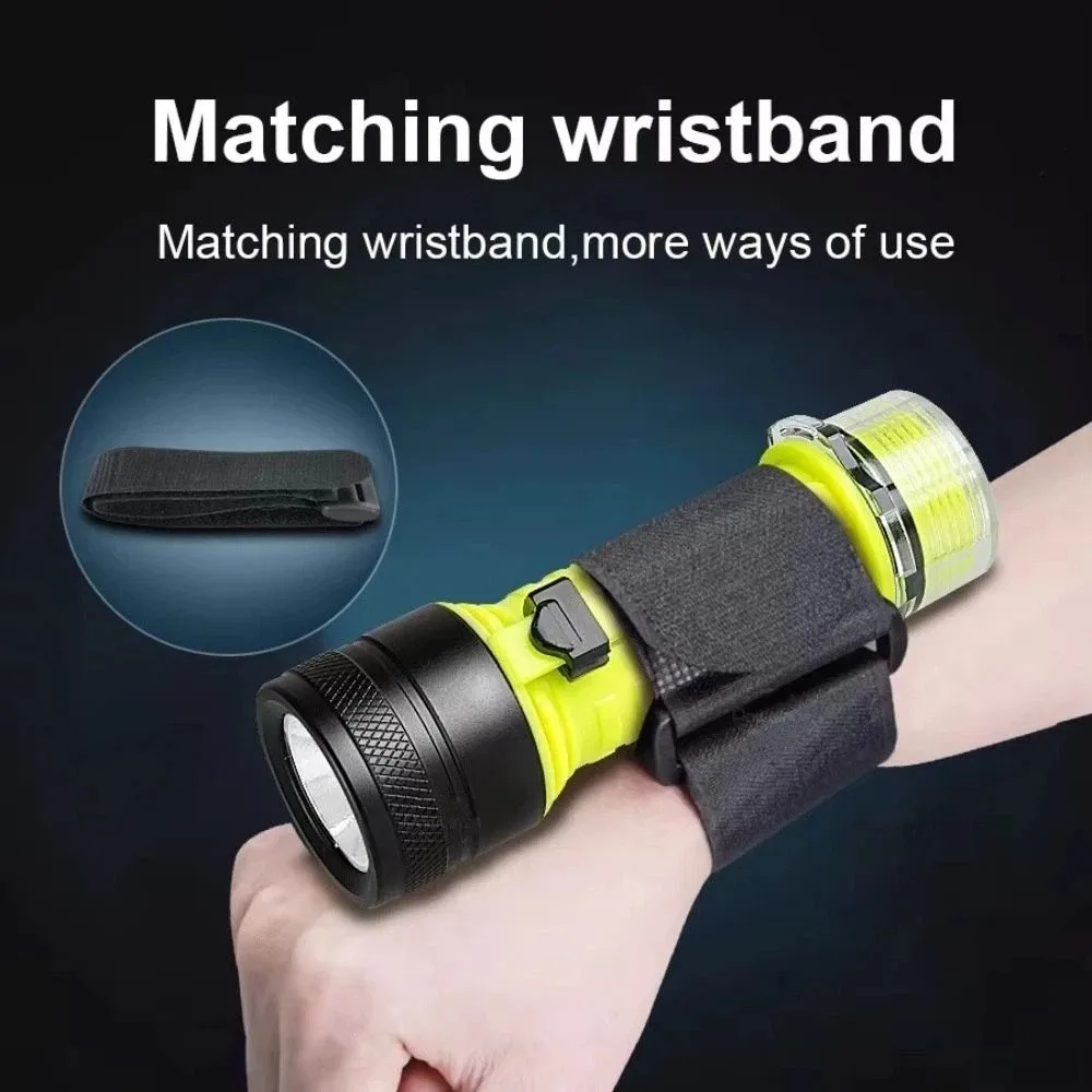 Super Bright Diving Flashlight XHP50 LED IPX8 Waterproof Dive Torch Type C Rechargeable Adjustable Focus Underwater Torch