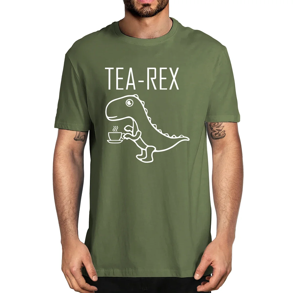 100% Cotton Tea Rex Funny Joke Pun Casual Dinosaur Drink Coffee Men's Novelty T-Shirt Women Casual Streetwear Harajuku Tee Top