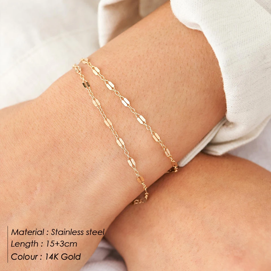 EMANCO Gold Color Stainless Steel Adjustable Chain Bracelets for Women Wholesale Stainless Steel Jewelry Women Bracelets