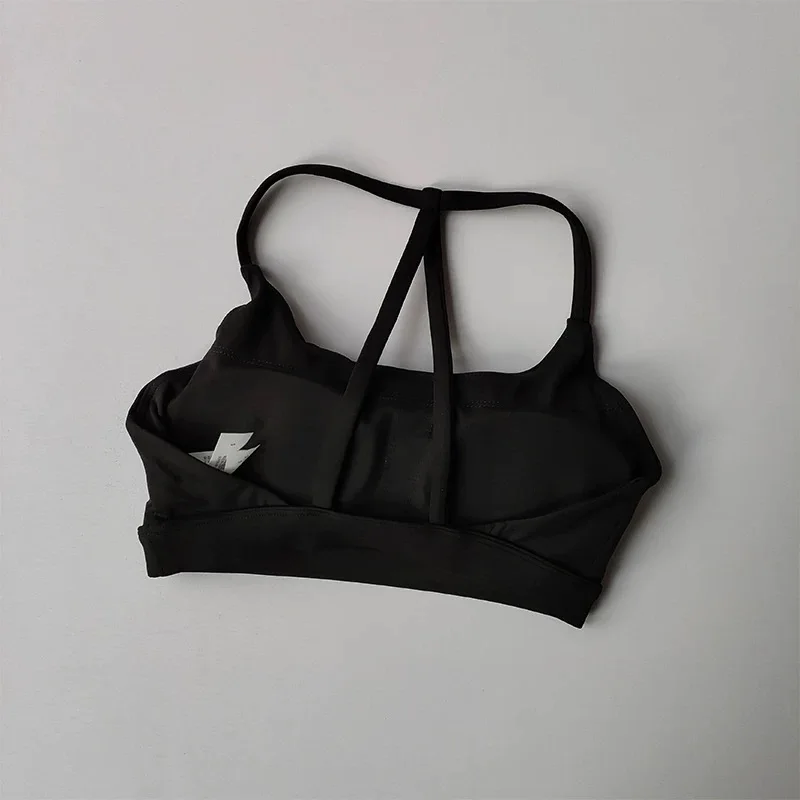 Damen-Sport-BH mit Schnelltrocknungsfunktion, Dreieck-Design, dünnem Gurt, gerafftem Yoga-Top mit Schönheitsrücken für Frühling und Sommer – Detail 10
