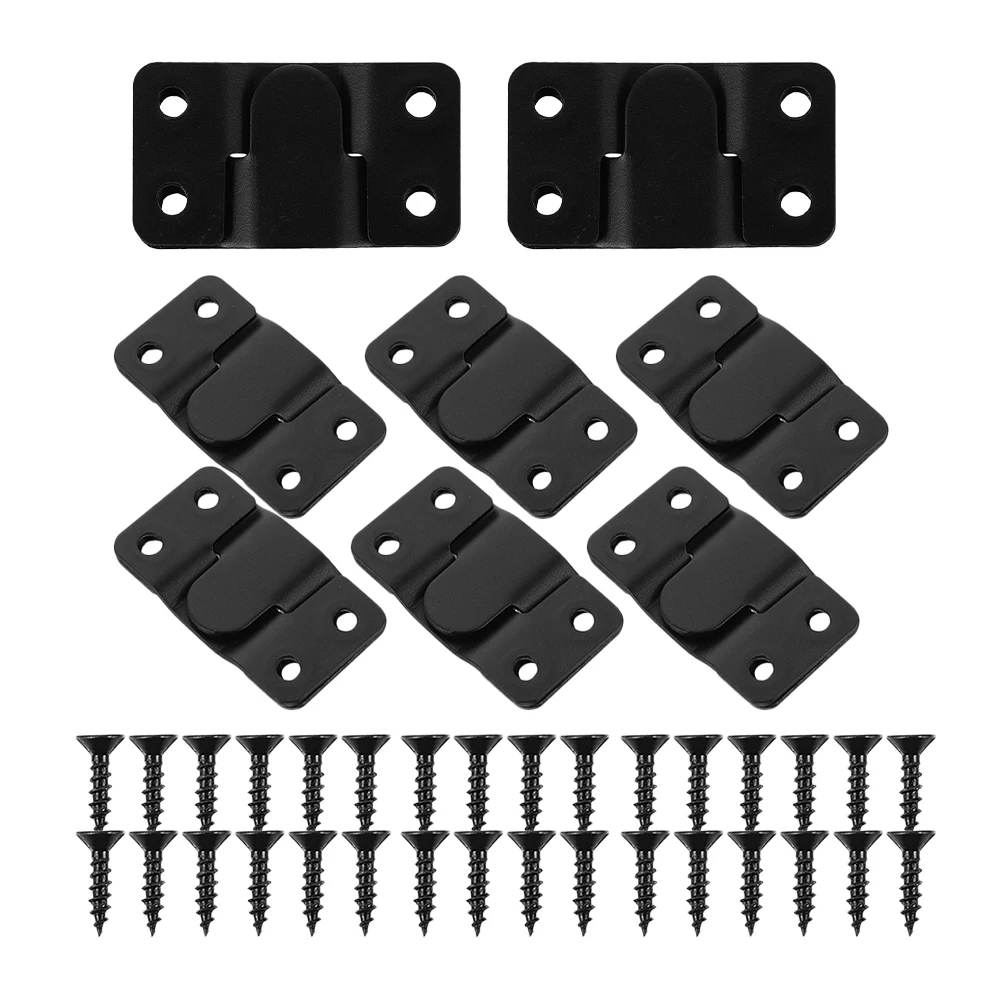 

1 set Stainless Steel Hanging Brackets Flush Mount Wall Mounting Clips For Picture Frames Mirrors Headboards Interlocking Hooks