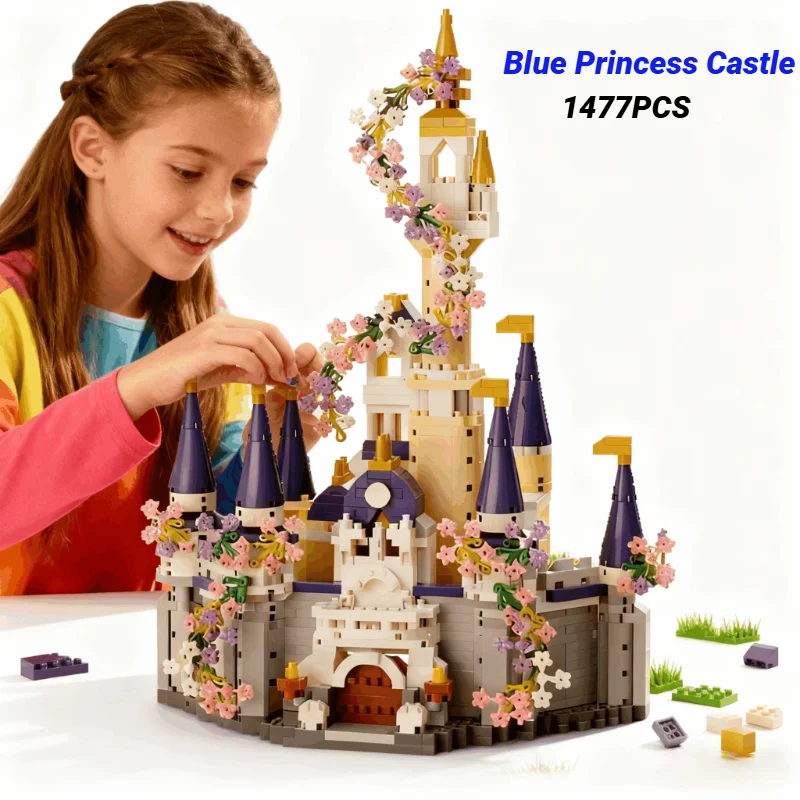 

Синий замок, небольшие строительные блоки, дом принцессы, волшебный замок, подарок на день рождения, детская креативная строительная игрушка «сделай сам», подарок для девочки