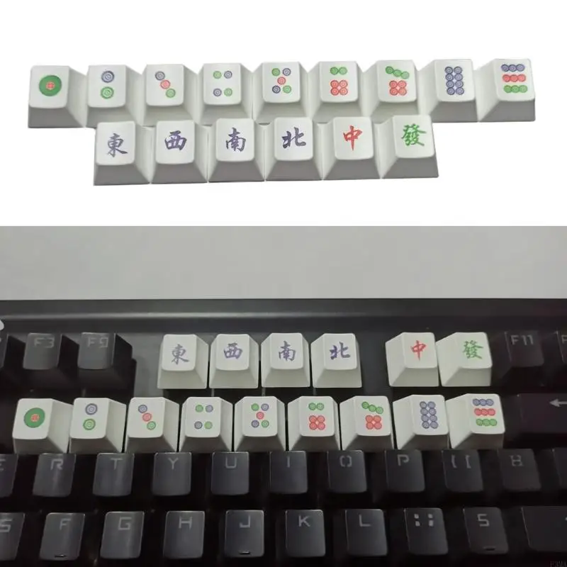 F3MA 15Pcs/Set Mahjong Keycap PBT OEM for Key Dye Sub for Mechanics Keybo