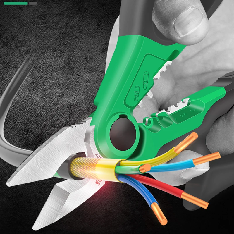 7 Inch Electrician Scissors Stainlesse1.5-4mm2 Wire Cutter Stripping Professional Cable Cutting Terminal Crimping tool