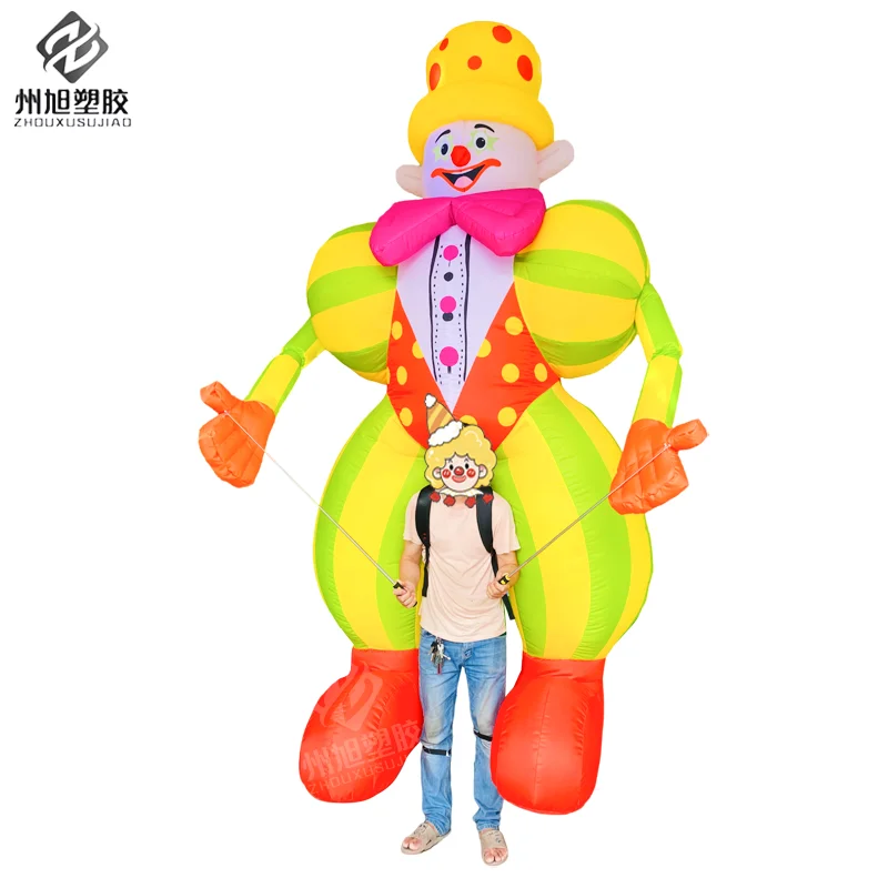Inflatable walking clown air model figure, cartoon giant costume, customized parade and bar performance props