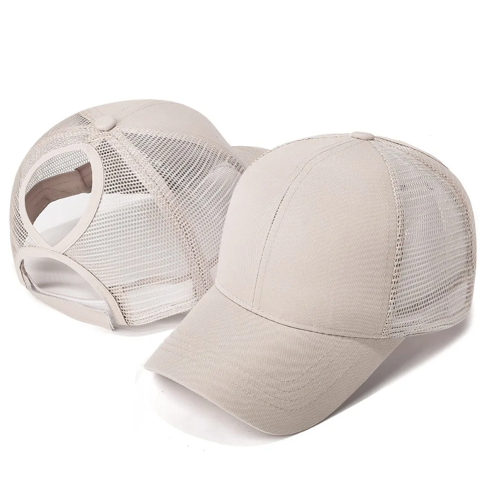 UV Protection Mesh Baseball Caps Breathable Mesh High Ponytail Design Ponytail Hats Adjustable Hollow Out Back Sun Hats