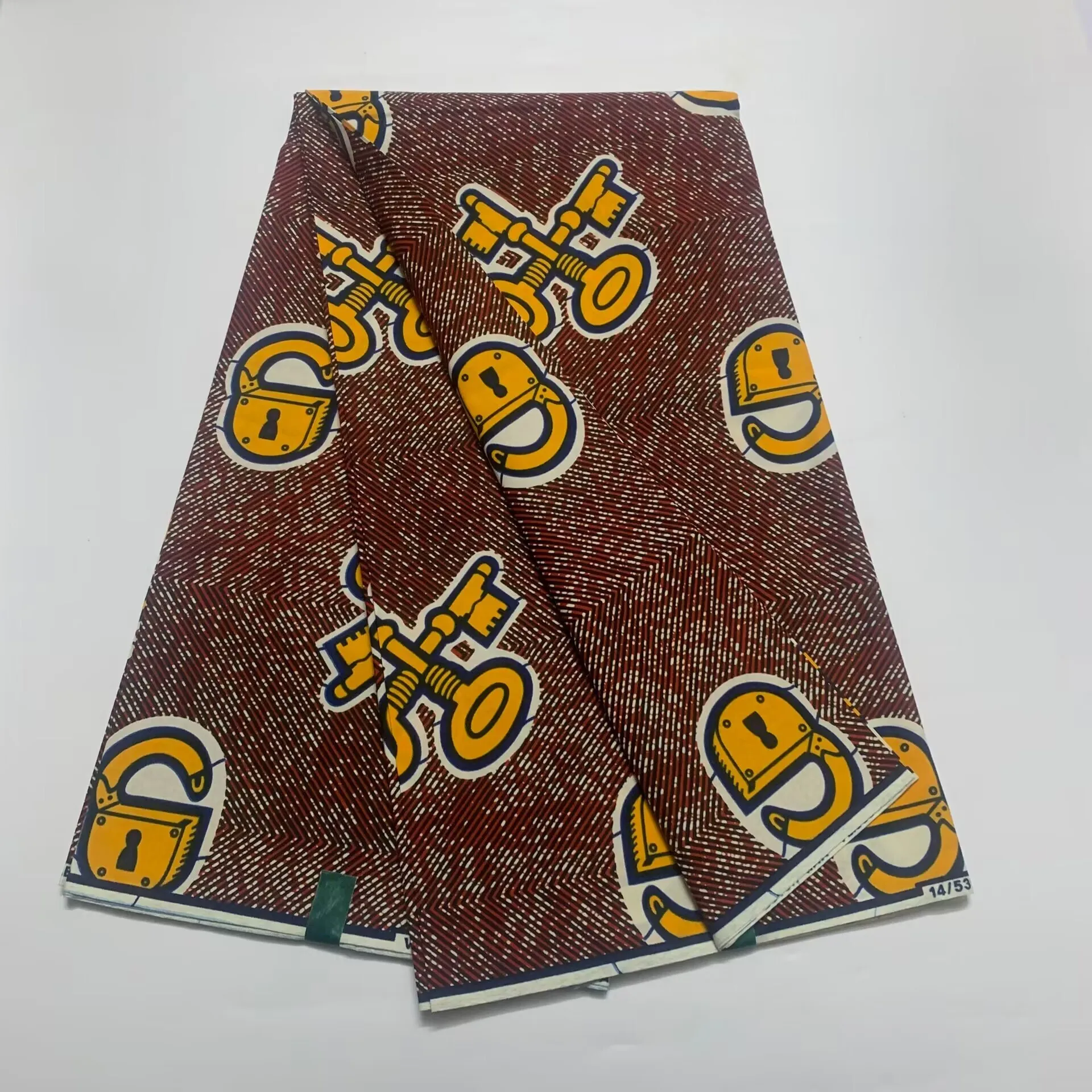 

Африканская ткань с принтом, вощеная ткань, Африканский хлопок 100%, высокое качество шитья, оригинальный принт, вощеная ткань, лоскутный материал 6 ярдов