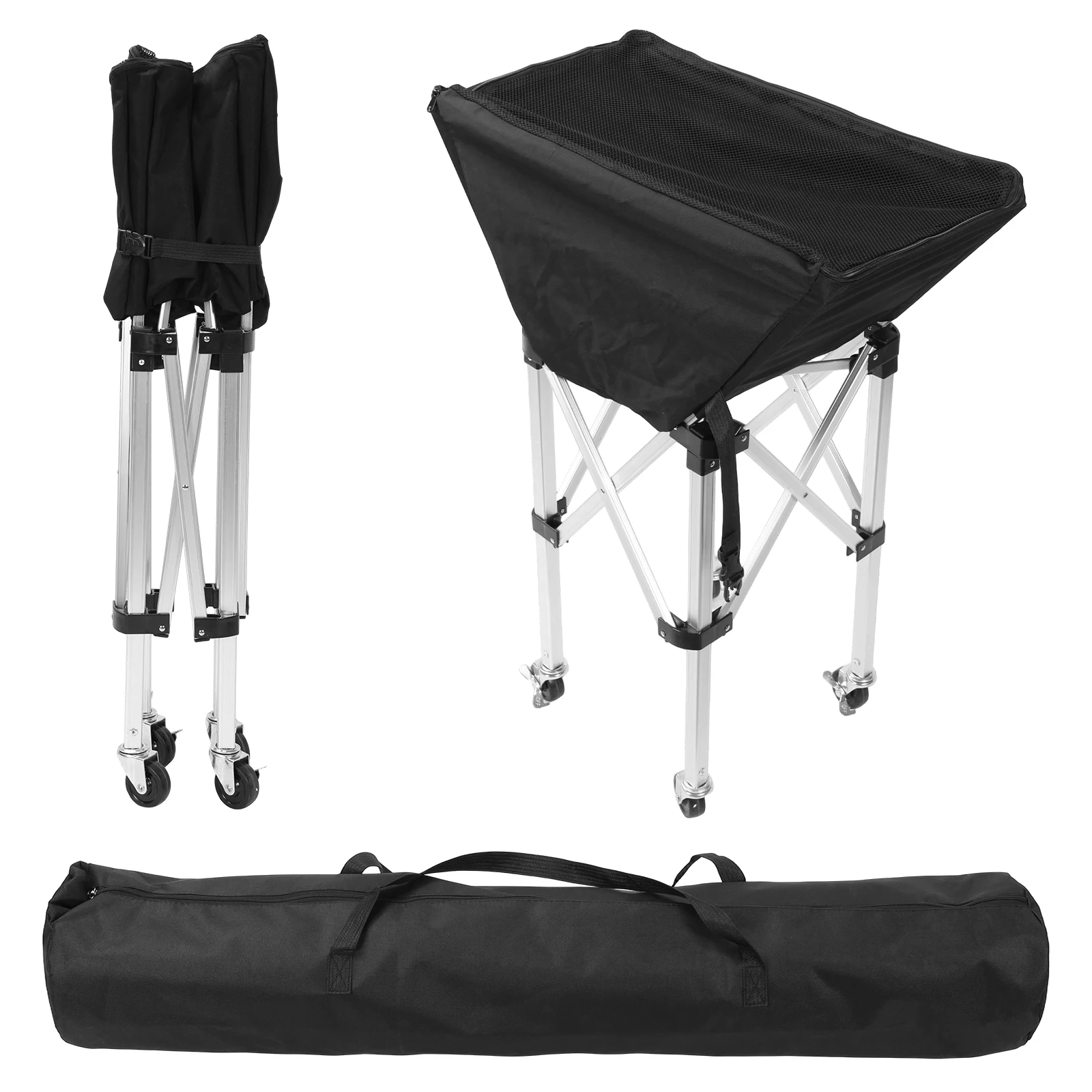

Collapsible Hammock Ball Cart with Wheels Portable Volleyball Ball Cart Large Capacity for Garage Or Gym