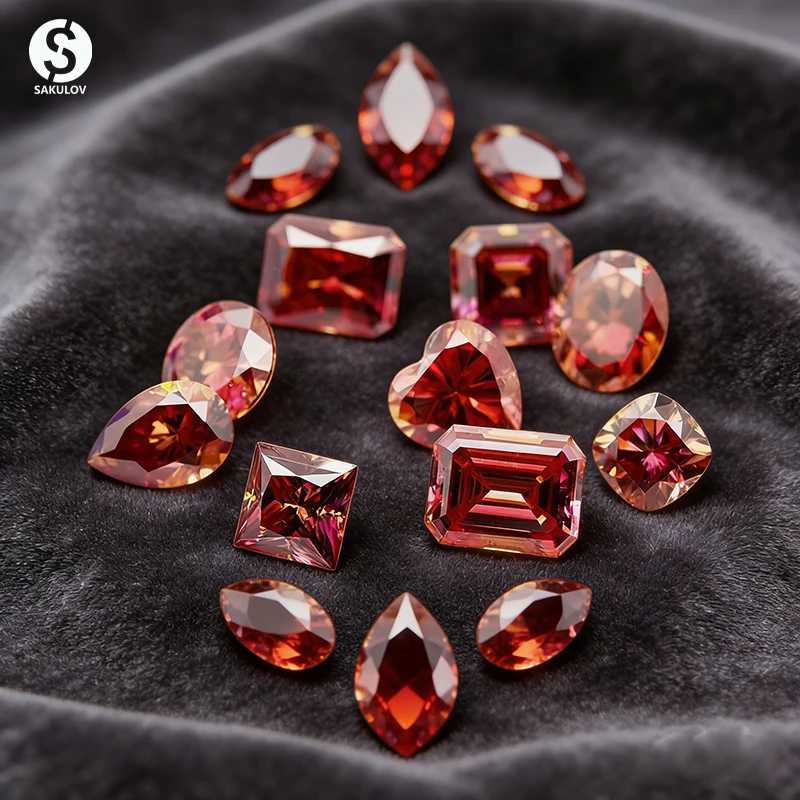 

Сертифицированный GRA радужный красный муассанит, различные огранки: круглый, грушевидный, овальный, изумрудный, сердцевидный, кушон, принцесс, ашер, радиант, свободные камни