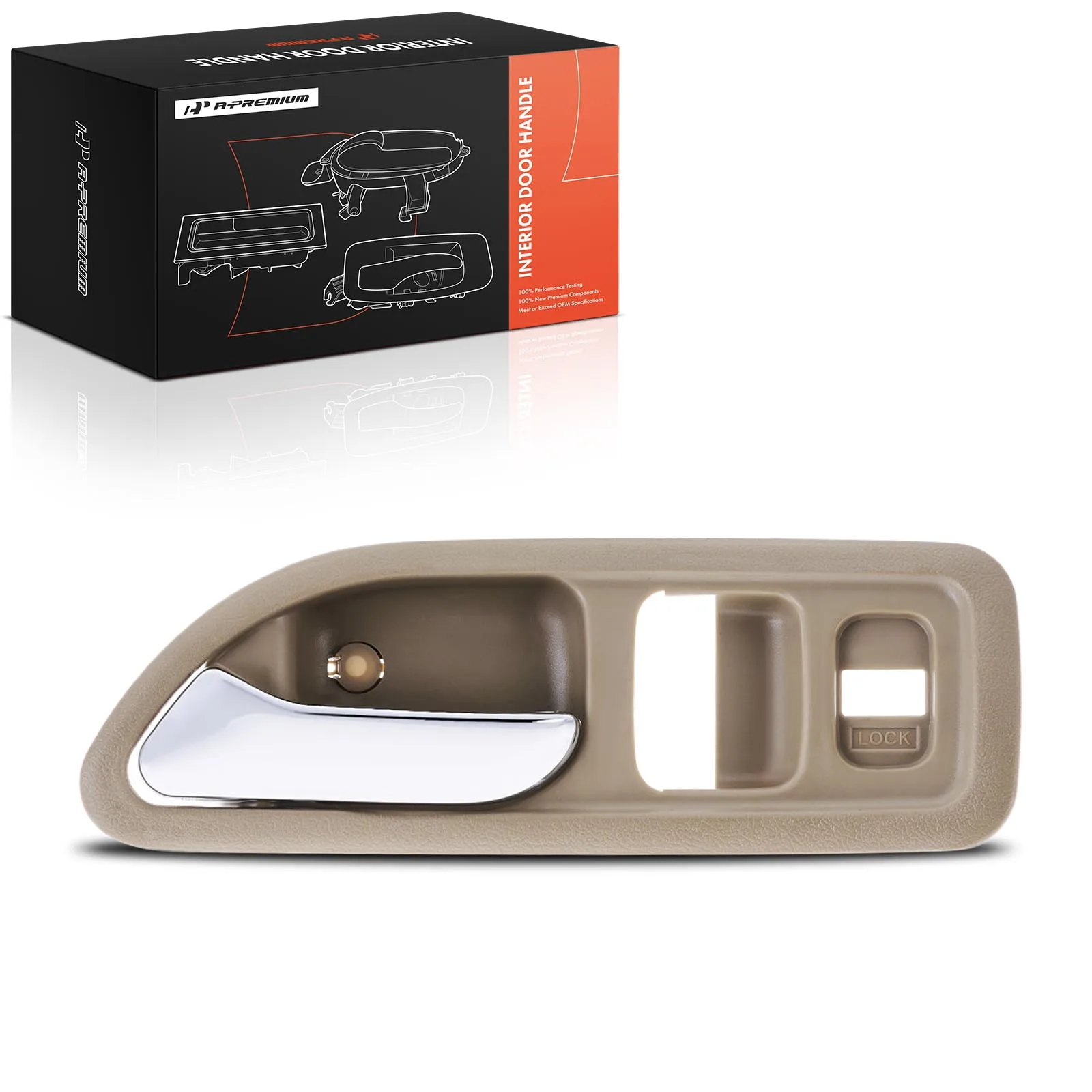 A-Premium Front Driver Side Chrome+Beige Interior Door Handle for Honda Accord 1994-1997