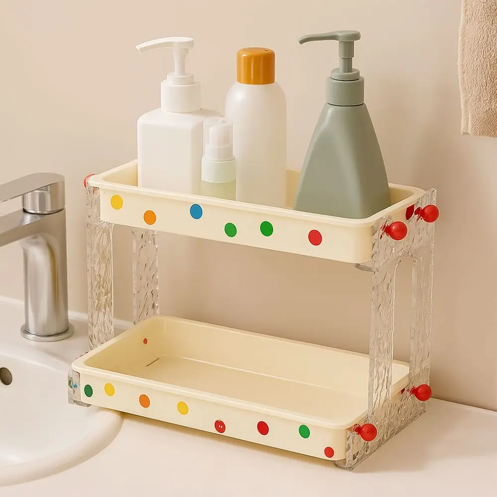 

Multifunctional Dopamine 2-layer Storage Rack High-capacity Plastic Spice Rack Detachable Standing Seasoning Rack Kitchen