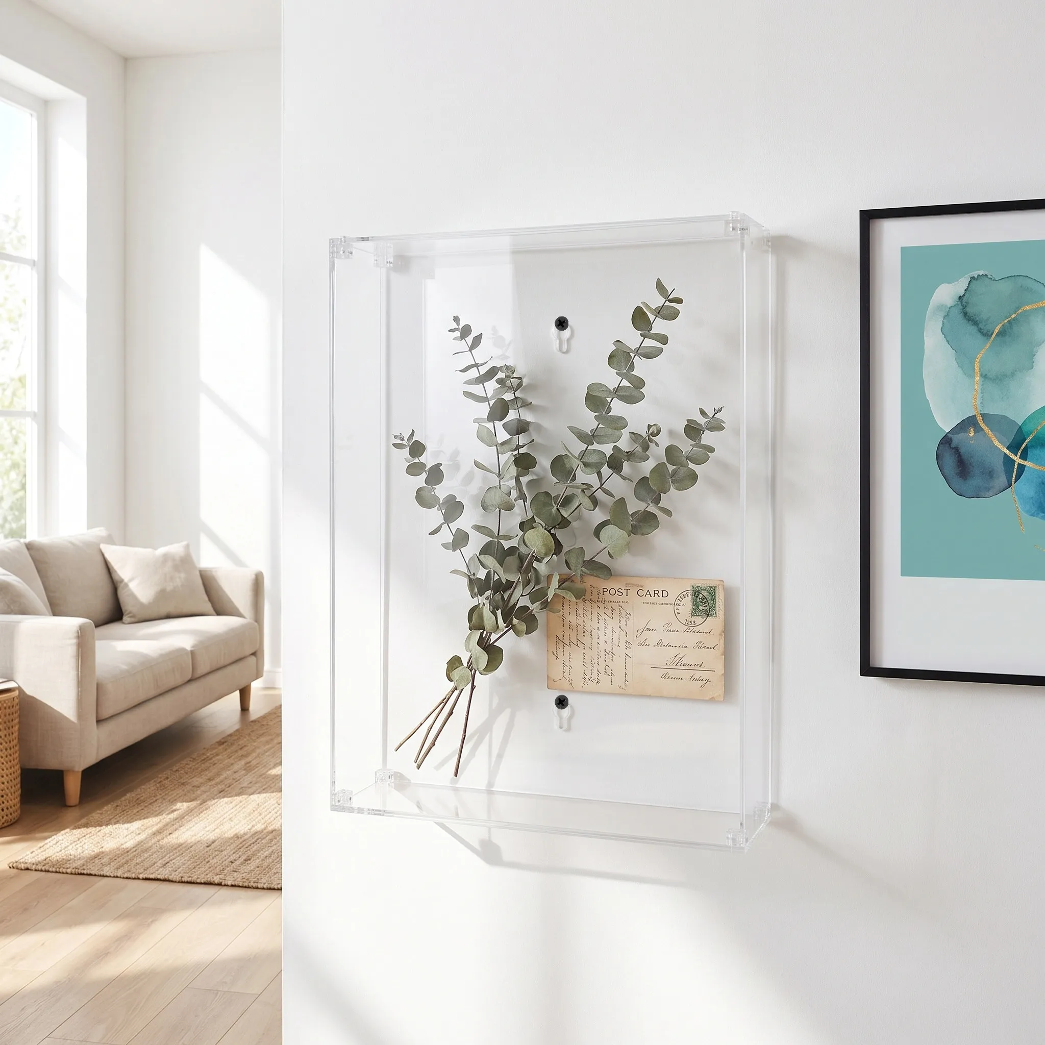 Large Clear Acrylic Shadow Box Display DIY Wall Mount Display Case for Dried Flower Picture Acrylic Frame Collector Box